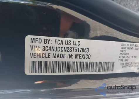 2025 Jeep Compass Limited из США, поврежденный, VIN 3C4NJDCN2ST517663